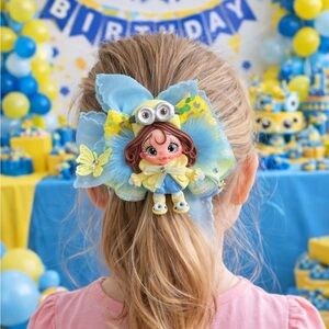 Blue and Yellow Kids Hair Accessory with Doll